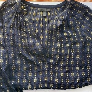 J. Crew Blue and Gold Top